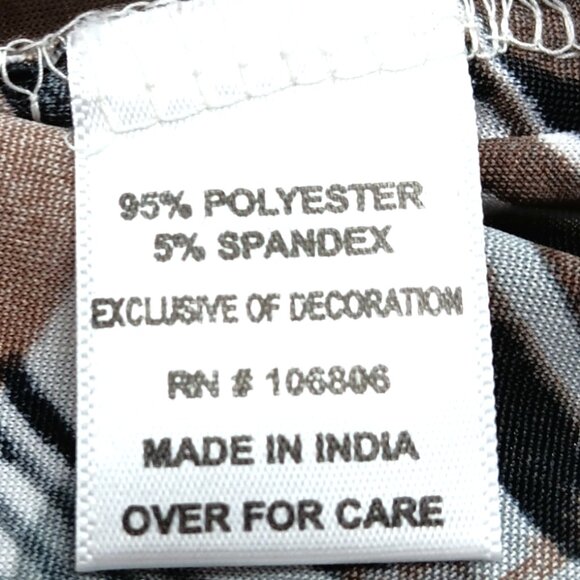 EMILY DANIELS-Women's Top-Brushed Abstract-3/4 Sleeve-SMALL-Black-Gray-Tan-White - Picture 14 of 15